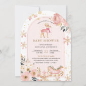 Pink Deer Winter Wonderland Arch Baby shower Kaart (Voorkant)