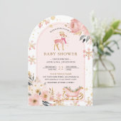 Pink Deer Winter Wonderland Arch Baby shower Kaart (Staand voorkant)
