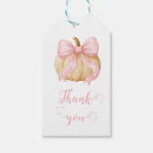 Pink delicate bow Pumpkin Baby Shower Cadeaulabel (Voorkant)