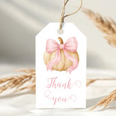 Pink delicate bow Pumpkin Baby Shower Cadeaulabel