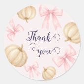 Pink delicate bow Pumpkin Baby Shower Ronde Sticker (Voorkant)
