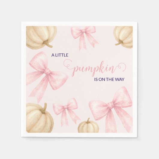 Pink delicate bow Pumpkin Baby Shower Servet (Voorkant)