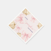 Pink delicate bow Pumpkin Baby Shower Servet (Hoek)