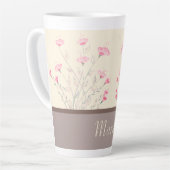 Pink Delicate Floral Art Designer Latte Mok (Linkerhoek)