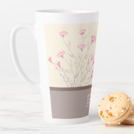 Pink Delicate Floral Art Designer Latte Mok