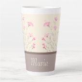 Pink Delicate Floral Art Designer Latte Mok (Voorkant)