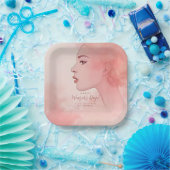 Pink Delicate Minimalist Woman Happy Women's Day Papieren Bordje (Feest)