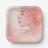 Pink Delicate Minimalist Woman Happy Women's Day Papieren Bordje (Voorkant)