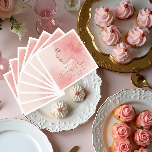 Pink Delicate Minimalist Woman Happy Women's Day Servet