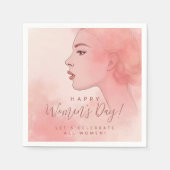 Pink Delicate Minimalist Woman Happy Women's Day Servet (Voorkant)