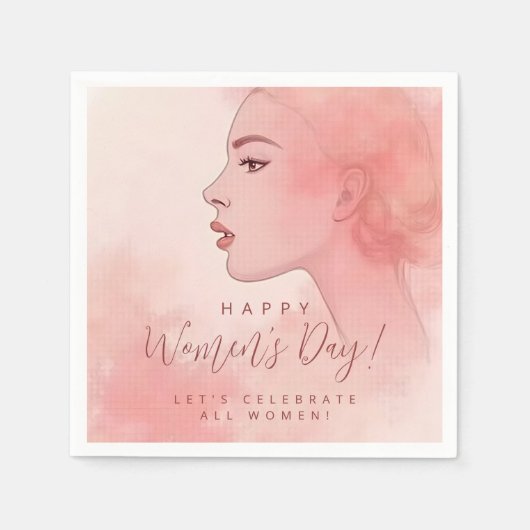 Pink Delicate Minimalist Woman Happy Women's Day Servet (Voorkant)