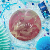 Pink Delicate Peony Floral Custom Papieren Bordje (Feest)