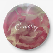 Pink Delicate Peony Floral Custom Papieren Bordje (Voorkant)