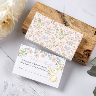 Pink Delicate Vintage Floral Diaper Raffle Insert Visitekaartje