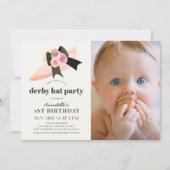 Pink Derby Pet Roos 1e verjaardag Foto Kaart (Voorkant)