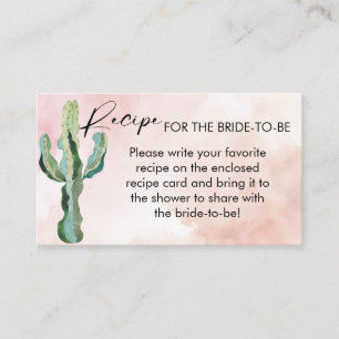 Pink Desert Green Cactus Vrijgezellenfeest Recept Informatiekaartje