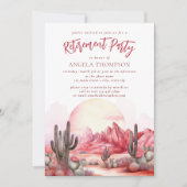 Pink Desert Waterverf Simple Retirement Party Inv Kaart (Voorkant)