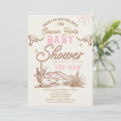 Pink Desert Wild West Western Meisjes Baby shower Kaart (Staand voorkant)