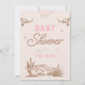 Pink Desert Wild West Western Meisjes Baby shower Kaart (Achterkant)