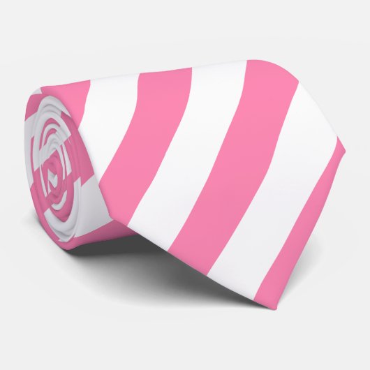 Pink Diagonal Stripes Tie Stropdas (Opgerold)