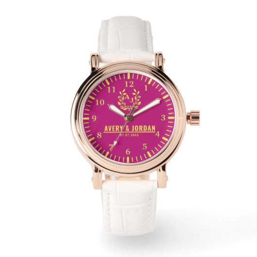 Pink Dial Personalized Custom Rose Gold Timepiece Horloge (Voorkant)