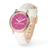 Pink Dial Personalized Custom Rose Gold Timepiece  Horloge (Hoek)