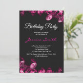 Pink Diamond Birthday Party Invite Kaart (Staand voorkant)