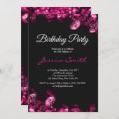 Pink Diamond Birthday Party Invite Kaart (Voorkant / Achterkant)