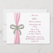 Pink Diamond Bow Bachelorette Party Uitnodiging (Voorkant)