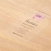 Pink Diamond Bow Girl Baby Shower Arch   Acryl Uitnodigingen (Laagn)