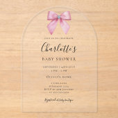 Pink Diamond Bow Girl Baby Shower Arch   Acryl Uitnodigingen (Voorkant)