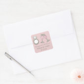 Pink Diamond Champagne Gefeliciteerd Wedding Vierkante Sticker (Envelop)