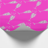Pink Diamond Champagne Glass BIRTHDAY WEDING Cadeaupapier (Hoek)