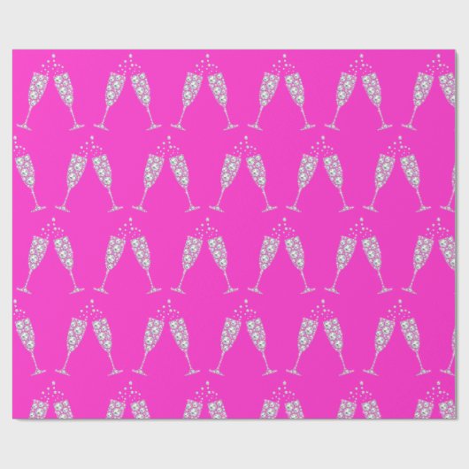 Pink Diamond Champagne Glass BIRTHDAY WEDING Cadeaupapier (Vlak)