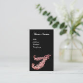 PINK DIAMOND FEATHERS JEWEL MONOGRAM BLACK VISITEKAARTJE (Staand voorkant)
