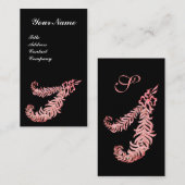 PINK DIAMOND FEATHERS JEWEL MONOGRAM BLACK VISITEKAARTJE (Voorkant / Achterkant)