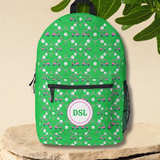Pink Diamond Golf Bloem Ontwerpen Monogram Bedrukte Rugzak