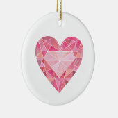 Pink Diamond Heart Gem LOVE YOU Artisan Keramisch Ornament (Rechts)