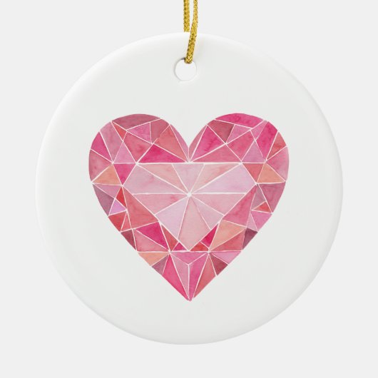Pink Diamond Heart Gem LOVE YOU Artisan Keramisch Ornament (Voorkant)