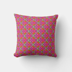Pink Diamond Pattern Boho Kussen