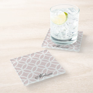 Pink Diamond Pattern Gepersonaliseerd glas Onderze Glazen Onderzetter