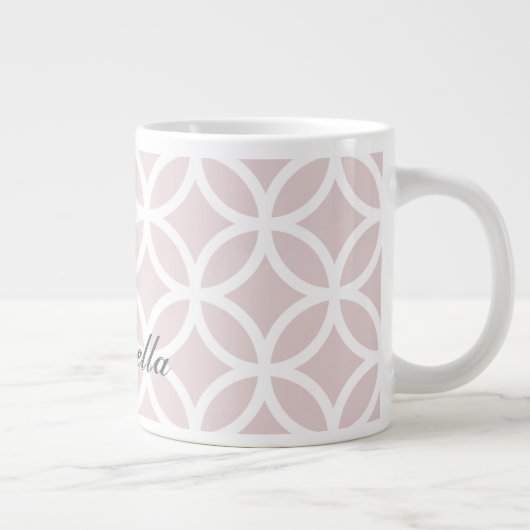 Pink Diamond Pattern Personalized Giant Coffee Mok (Rechts)