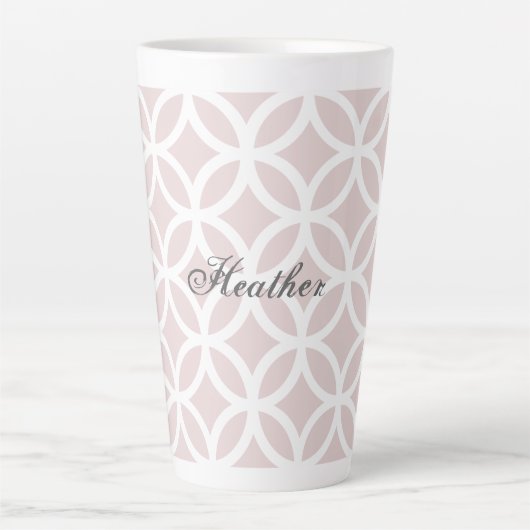 Pink Diamond Pattern Persoonlijke Latte Mok (Voorkant)