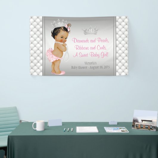 Pink Diamond Pearl Ethnic Princess Baby shower Spandoek (Beurs)