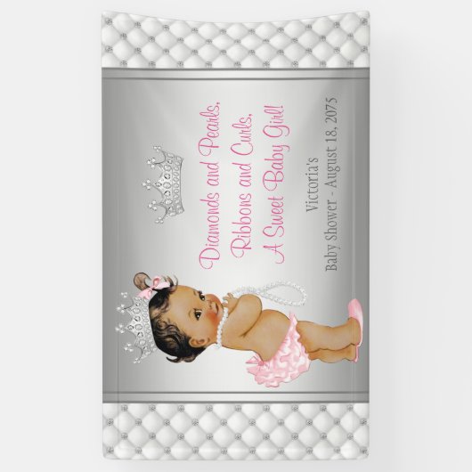 Pink Diamond Pearl Ethnic Princess Baby shower Spandoek (Verticaal)