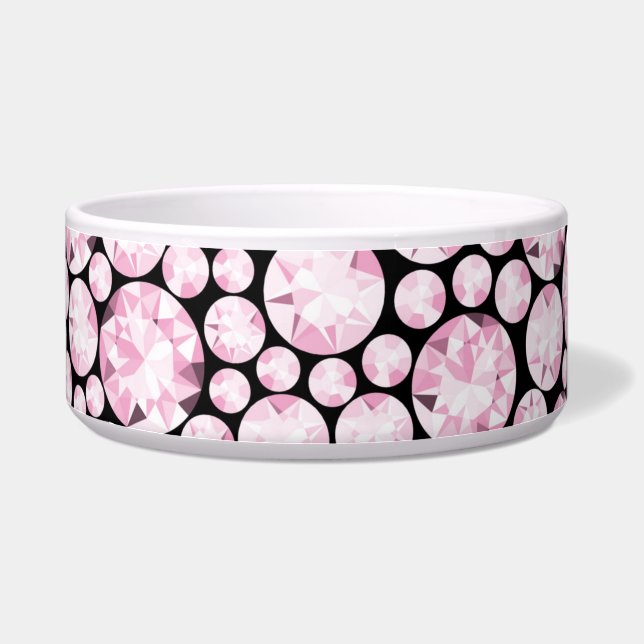 Pink Diamond Sparkly Gemstenen Glam Dog Bowl Fun Voerbakje (Rechts)