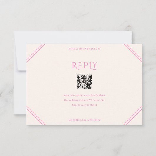 Pink Diamond Wedding RSVP Kaartje (Voorkant)