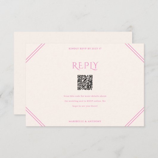 Pink Diamond Wedding RSVP Kaartje (Voorkant / Achterkant)