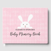 Pink Diamond White Bunny Rabbit Baby Memory Book Gastenboek (Voorkant)