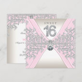 Pink Diamonds Sweet Sixteen Verjaardagsfeest Kaart (Voorkant / Achterkant)